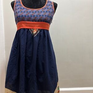 Ecote Navy and Orange Casual Dress